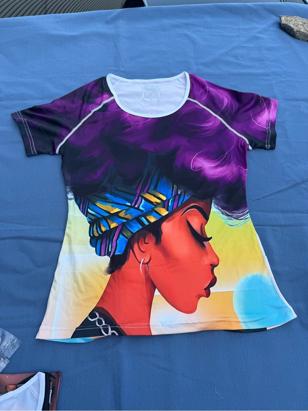 Artistic Purple Afro Profile Graphic Tee - Women